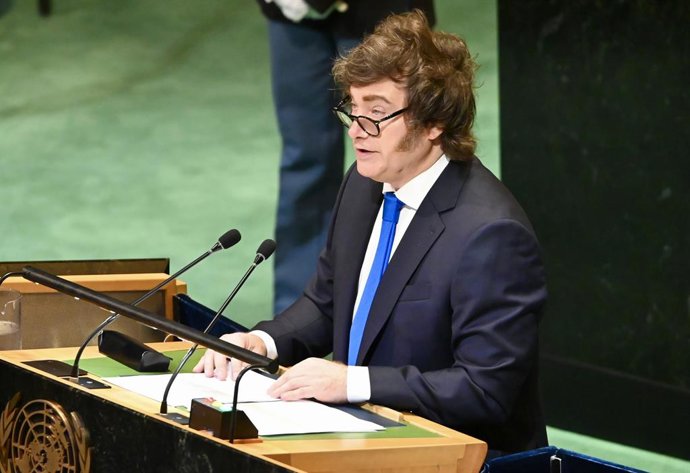 Archivo - September 24, 2025, New York City, New York: (NEW) UNGA 80 Plenary Meeting General Debate. September 24, 2025, New York, USA: President of Argentina, Javier Milei speaks at the UNGA 80 Plenary Meeting General Debate taking place at the UN headqu