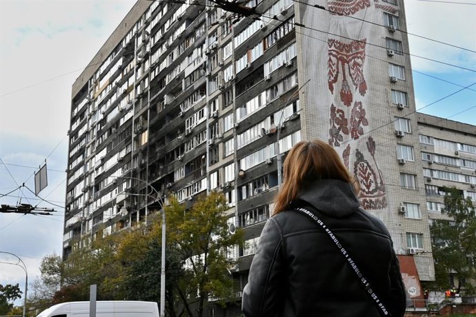 Danos materiais em Kiev após um ataque do exército russo à capital ucraniana (Arquivo)