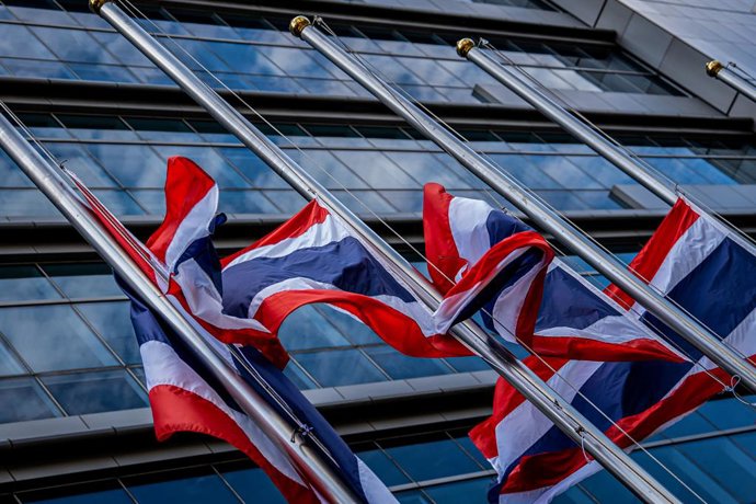 Imagen de archivo de banderas de Tailandia.