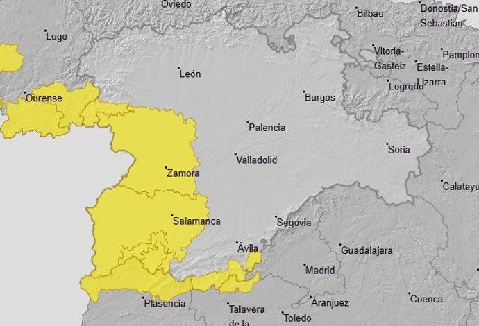 Ávila, Salamanca y Zamora se mantienen este sábado en riesgo por lluvias