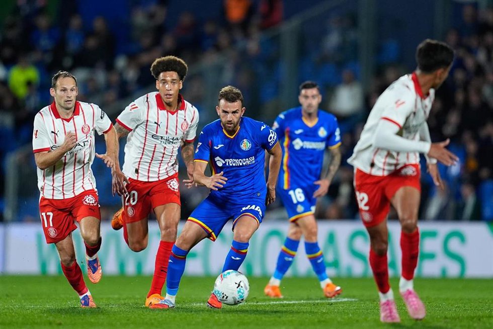 Borja Mayoral, durante un partido del Getafe CF ante el Girona FC.