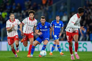 Borja Mayoral of Getafe CF in action during the Spanish League, LaLiga EA Sports, football match played between Getafe CF and Girona FC at Coliseum de Getafe stadium on October 31, 2025, in Getafe, Spain.