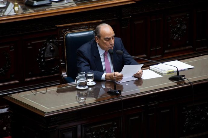 Archivo - March 24, 2025, Buenos Aires, Buenos Aires, Argentina: Chief of Staff GUILLERMO FRANCOS, is being questioned by the Chamber of Deputies in the LIBRA case involving President Javier Milei.