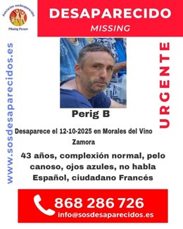 Aviso de hombre desaparecido