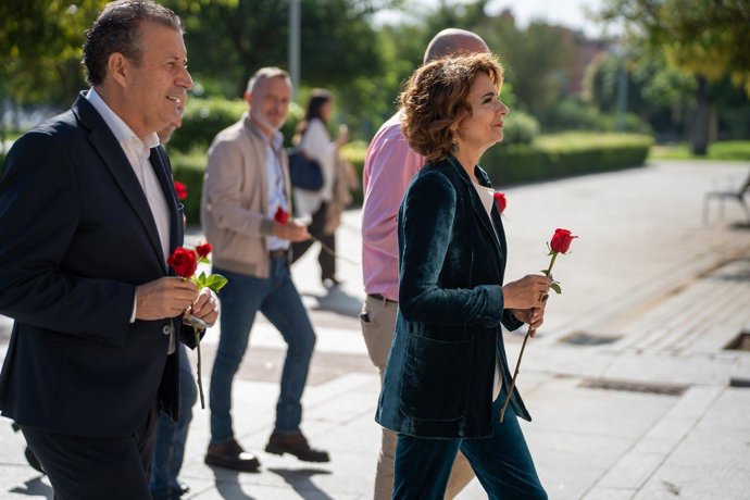 La secretaria general del PSOE-A, vicepresidenta primera del Gobierno y ministra de Hacienda, María Jesús Montero, en un acto de memoria democrática.