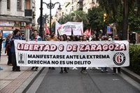 'Libertad 6 de Zaragoza': Cientos de personas reclaman que "manifestarse ante la extrema derecha no es un delito"