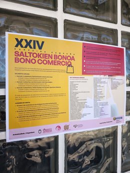 Cartel promocional de los bonos comercio de Abanto Zierbena