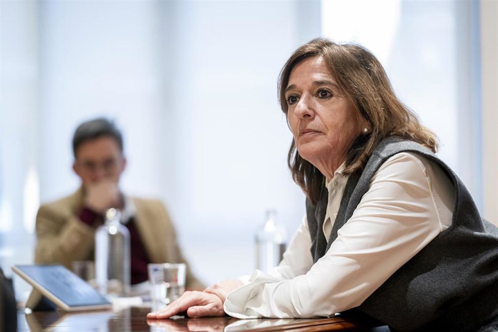 Archivo - La presidenta de UNESPA, Mirenchu del Valle Schaan, durante una entrevista para Europa Press, a 2 de febrero de 2024, en Madrid (España).