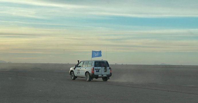 Vehículo de la Misión de Naciones Unidas para el Referéndum del Sáhara Occidental (MINURSO)