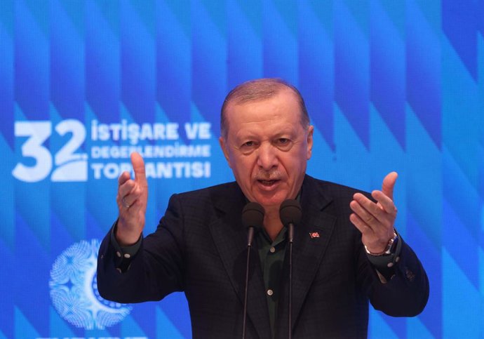 Archivo - Arquivo - O presidente da Turquia, Recep Tayyip Erdogan, durante um evento em Ancara em julho de 2025 (arquivo)