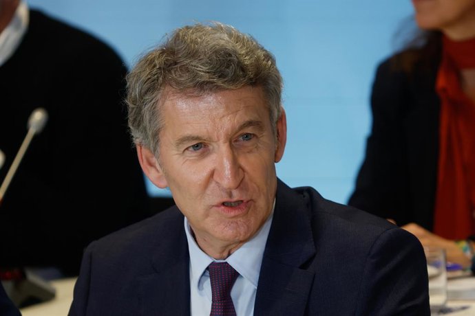 El presidente del Partido Popular, Alberto Núñez Feijóo, preside el Comité Ejecutivo Nacional del partido, en la sede nacional del PP, a 3 de noviembre de 2025, en Madrid (España). El Comité Ejecutivo Nacional del Partido Popular se ha reunido tras el anu