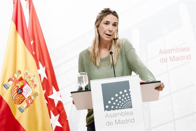 Archivo - La portavoz del PSOE en la Asamblea de Madrid, Mar Espinar, durante una rueda de prensa posterior a una reunión de la Junta de Portavoces
