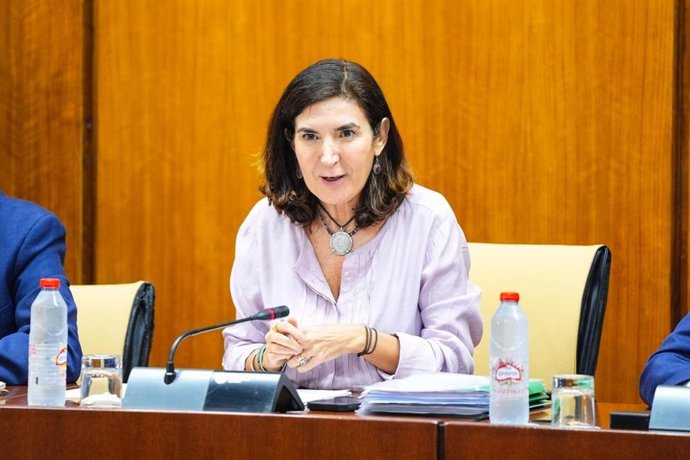 La consejera de Empleo, Empresa y Trabajo Autónomo, Rocío Blanco, sobre las cuentas correspondientes a su departamento del proyecto de Ley de Presupuestos de la Comunidad Autónoma de Andalucía para 2026.