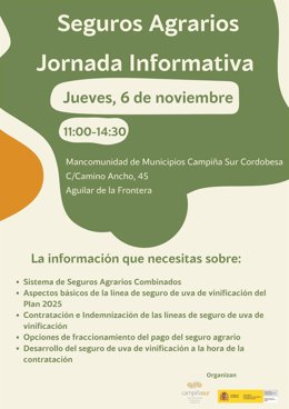 Cartel de la jornada informativa de seguros agrarios.