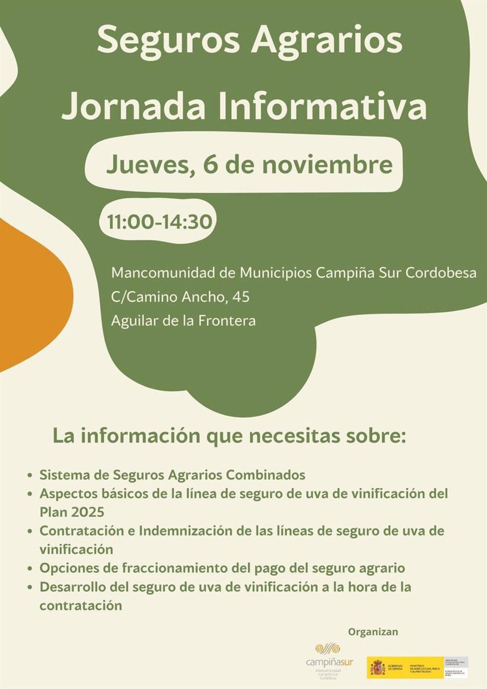 Cartel de la jornada informativa de seguros agrarios.
