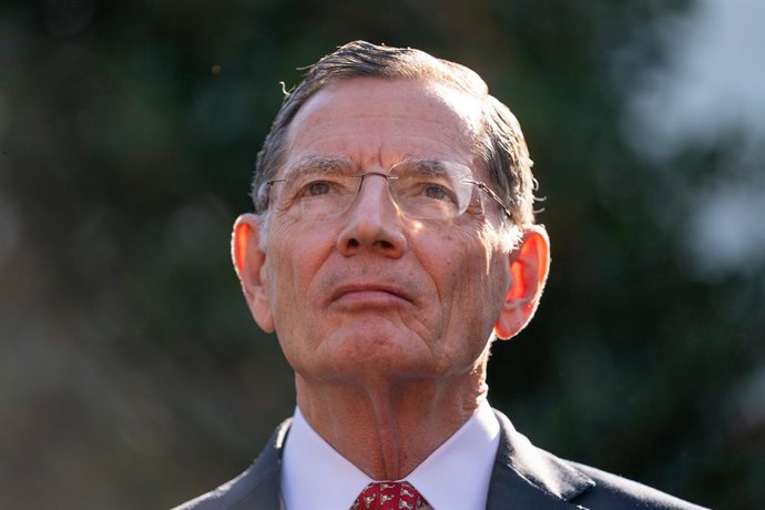 October 21, 2025, Washington, District Of Columbia, USA: United States Senator John Barrasso (Republican of Wyoming), at a press conference of Republican Senators outside of the White House in Washington, DC, US, on Tuesday, Oct. 21, 2025. A top economic 