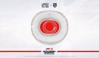 Ilustración de la colaboración entre el Atlético de Madrid y el GP de España de F1 en Madrid.