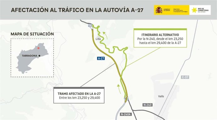 Transportes continúa con las obras de la A-27 en Tarragona con un presupuesto de 20 millones