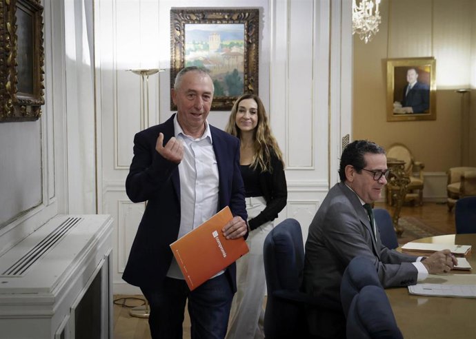 El síndic de Compromís en Les Corts, Joan Baldoví, este martes en la junta de síndics