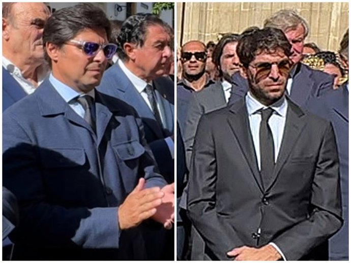 Francisco y Cayetano Rivera en el funeral de Rafael de Paula