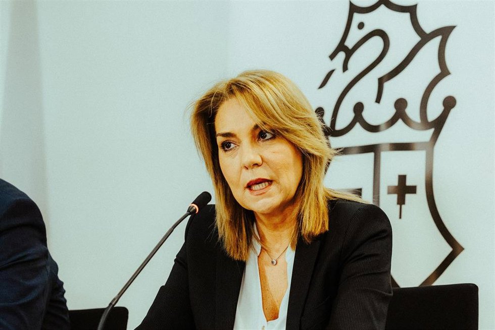 La vicepresidenta portavoz, Susana Camarero, comparece tras el pleno del Consell en funciones