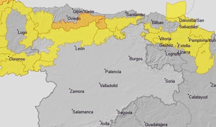 Burgos, León, Palencia y Zamora estarán en riesgo este miércoles por viento con rachas de hasta 80 km/h