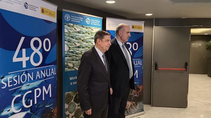 El ministro de Agricultura, Pesca y Alimentación, Luis Planas, en la inauguración de la 48 reunión de la Comisión General de Pesca para el Mediterráneo y Mar Negro (CGPM) de la Organización de las Naciones Unidas que se celebra en Málaga.