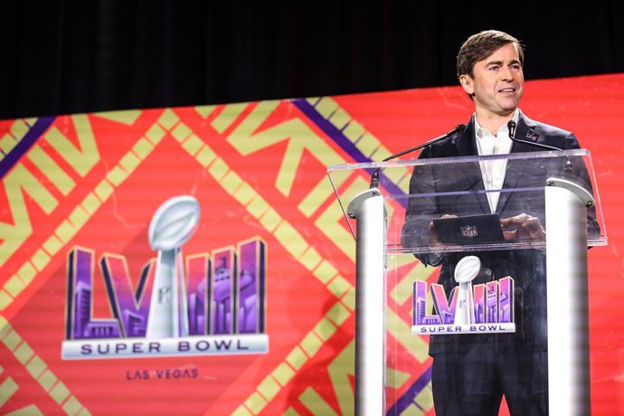 Archivo - February 05, 2024: Peter O'Reilly, NFL Executive Vice President, addresses the audience during the Super Bowl LVIII Welcome Press Conference at the Mandalay Bay Convention Center in Las Vegas, NV. Christopher Trim/CSM.