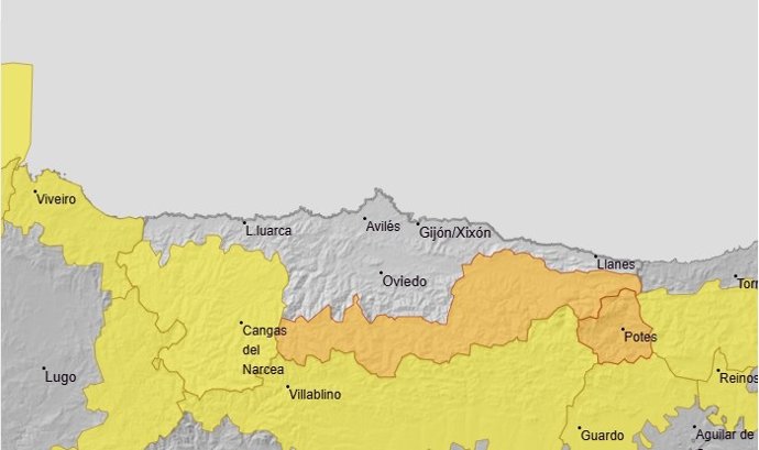 Avisos activos en Asturias por viento para este miércoles, 5 de noviembre de 2025, según la AEMET.