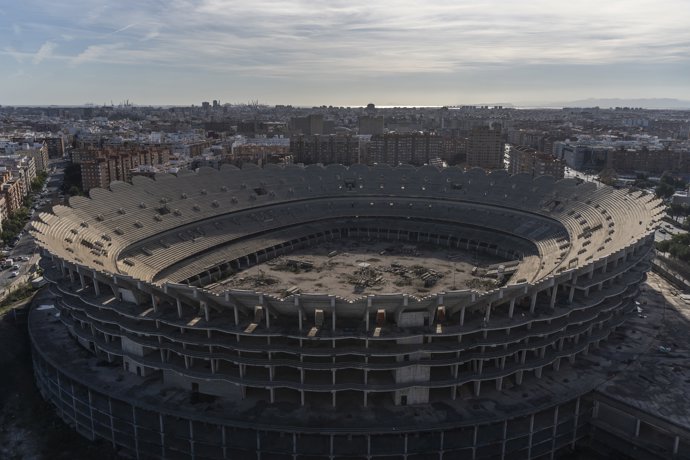 El estadio Nou Mestalla en obras. IMAGEN DE ARCHIVO.