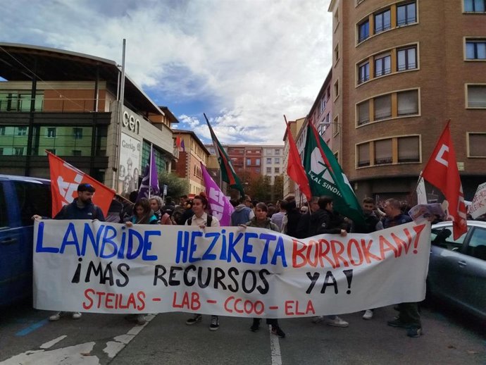 Manifestación en Pamplona celebrada este martes en el marco de la huelga en la FP.