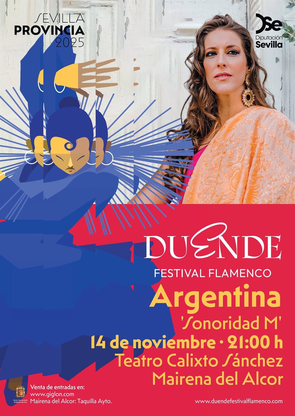Cartel con la actuación prevista de Argentina en el Calixto Sánchez de Mairena.