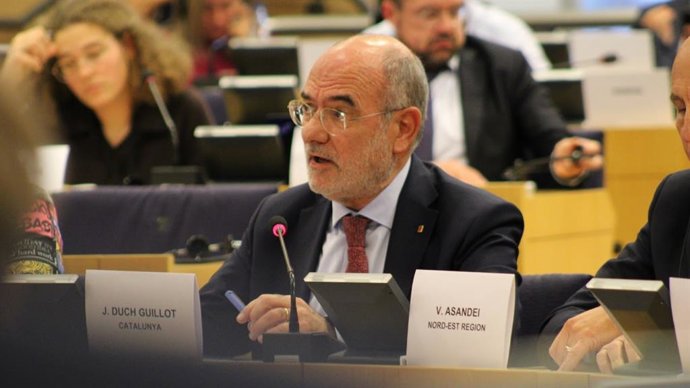 El conseller de Unión Europea y Acción Exterior de la Generalitat, Jaume Duch, en un seminario de la coalición EURegions4Cohesion en el Parlamento Europeo.