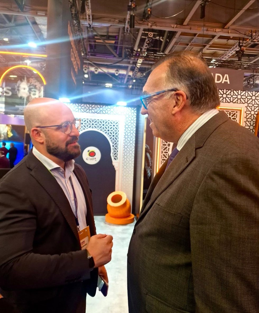 Germán Beardo y Arturo Bernal en la WTM en Londres.