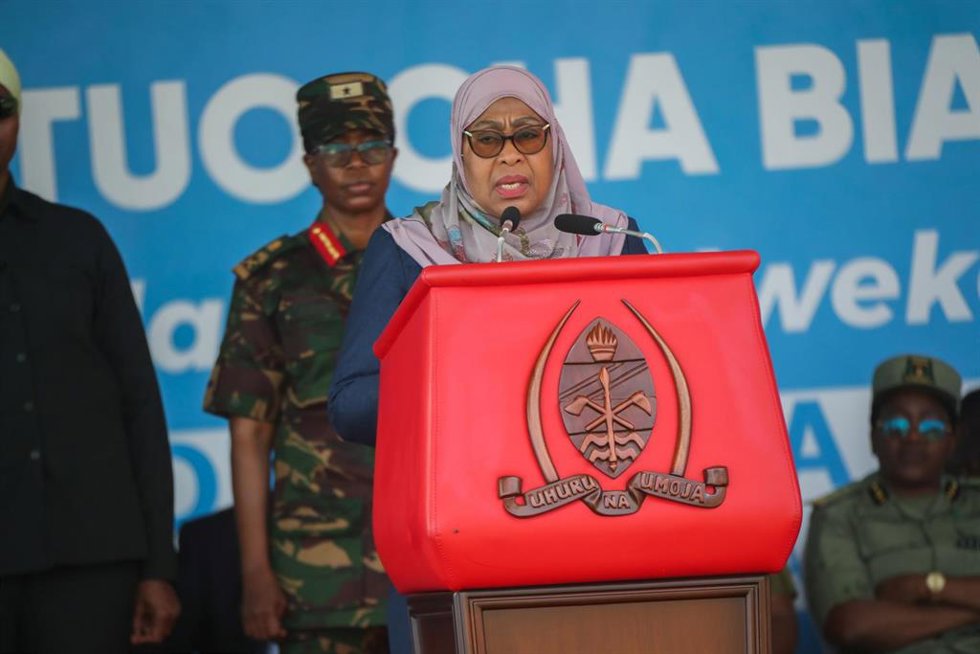 Archivo - La presidenta de Tanzania, Samia Suluhu Hassan, en un acto público