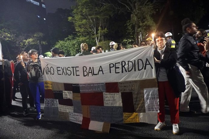 October 31, 2025, Sao Paulo, Sp, Brazil: People take part in a demonstration against the police operation in Rio de Janeiro and in protest against Governor Cláudio Castro in SĂŁo Paulo, Brazil, 31 October 2025. The demonstration followed a police raid in 