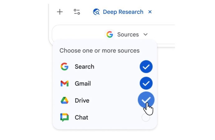 Gemini Deep Research en Gmail y Drive.