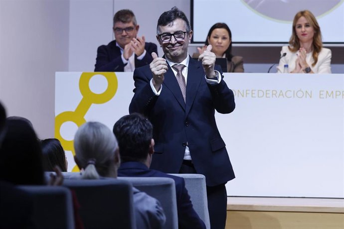 El presidente electo de la CEV, Vicente Lafuente, durante la asamblea electoral de la CEV, a 6 de noviembre de 2025, en Valencia (España).