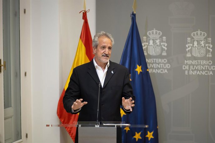 Archivo - Arquivo - O presidente da Confederación Autismo España, Pedro Ugarte Vera, intervém durante a assinatura de um acordo de colaboração entre o Ministério da Juventude e Infância e a Confederación Autismo España, na sede do Ministério da Juventude 