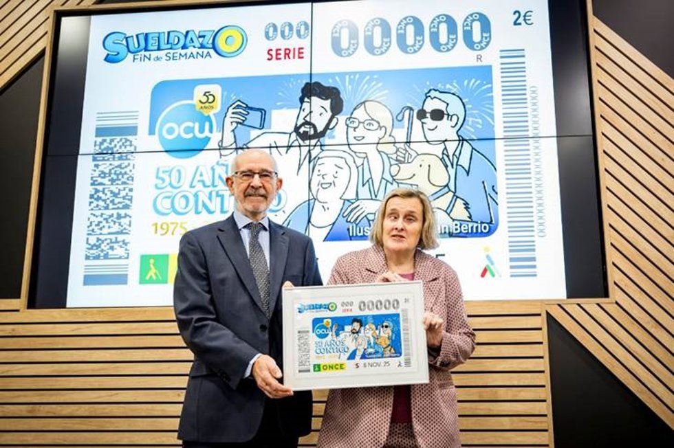 El cupón de la ONCE del sábado 8 de noviembre celebra medio siglo de la OCU, bajo el lema '50 años contigo'.