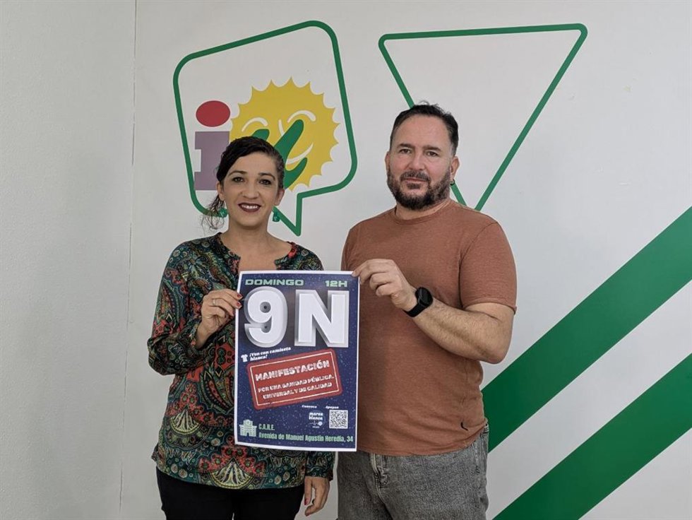 La coordinadora provincial de IU Málaga, Toni Morillas, y el coordinador local, Efraín Campos