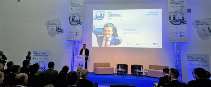 El viceconsejero de Industria del Principado de Asturias, Juan Carlos Campo, durante la inauguración de la XXIII Conferencia Internacional de la Asociación de Parques Científicos y Tecnológicos de España (APTE).