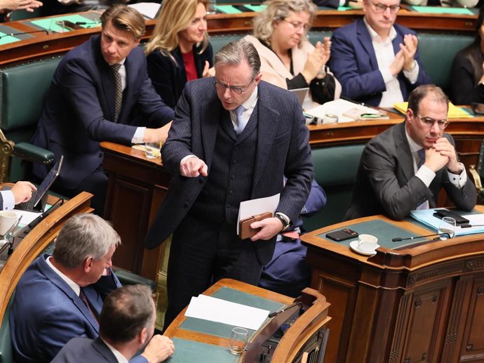 El primer ministro de Bélgica, Bart de Wever, en su comparecencia ante la Cámara.