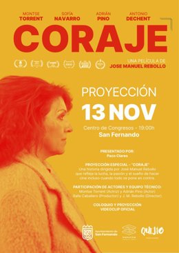 Cartel de la proyección de la cinta 'Coraje' en San Fernando (Cádiz)