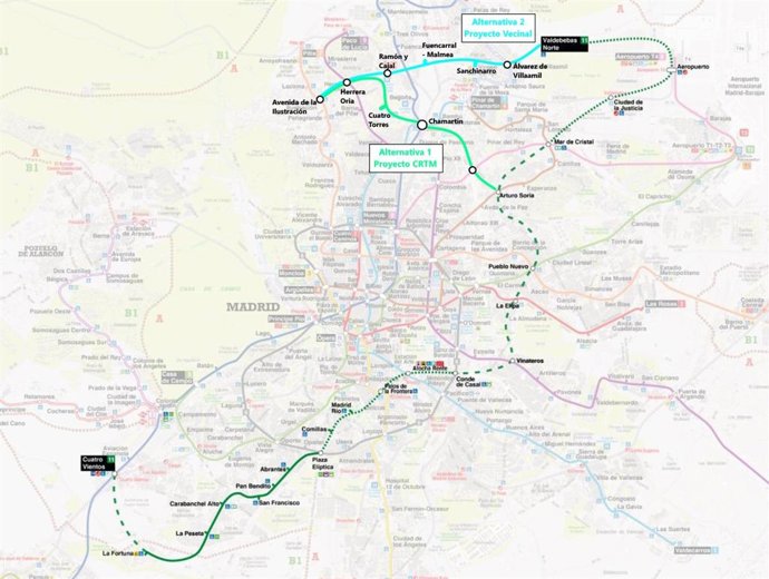 Trazado de Metro de Madrid que proponen las AAVV de Fuencarral-El Pardo
