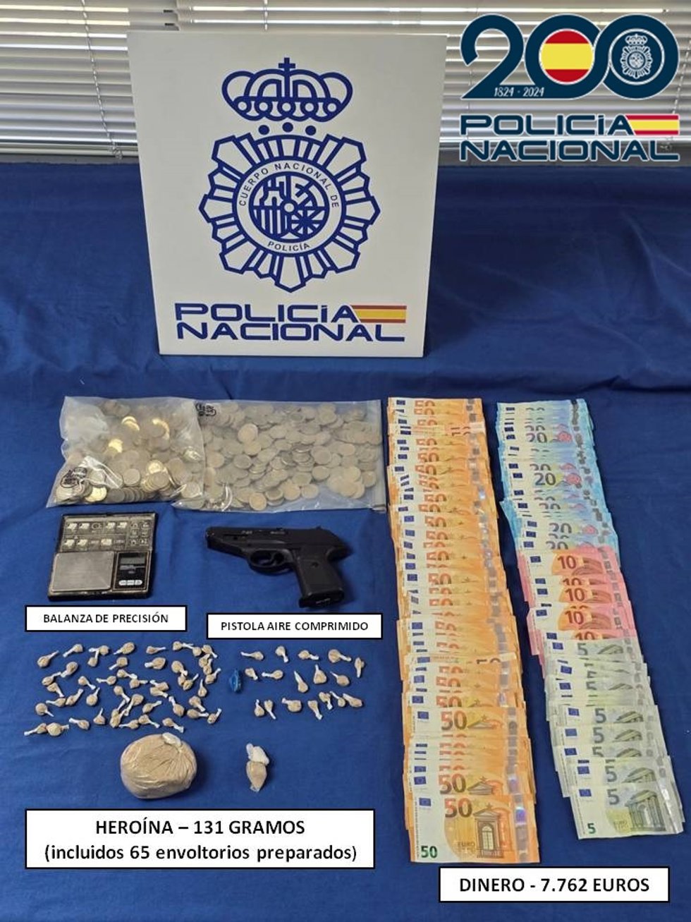 Heroína, dinero y pistola incautada por Policía Nacional en Las Palmas de Gran Canaria