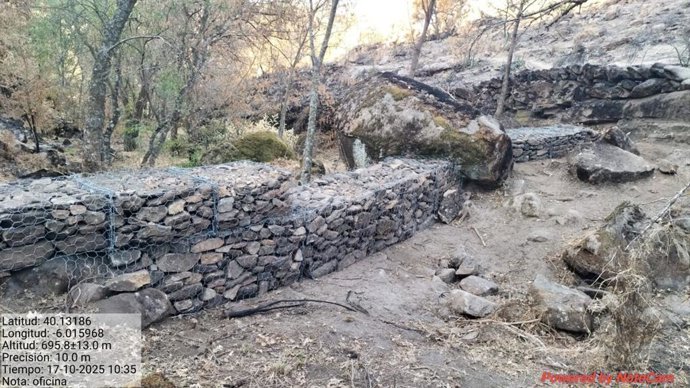 Arrastre de ceniza en la zona afectada por el incendio de Jarilla.