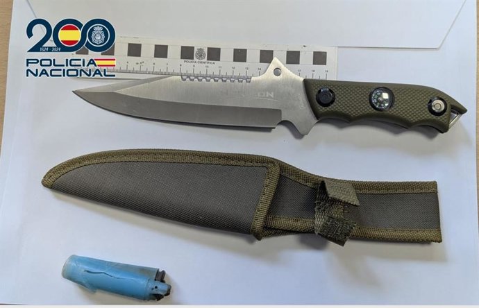 Machete militar que llevaba el detenido