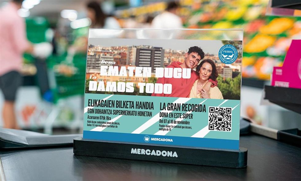 Archivo - Once tiendas de Mercadona en Navarra se suman a la Gran Recogida de Alimentos.