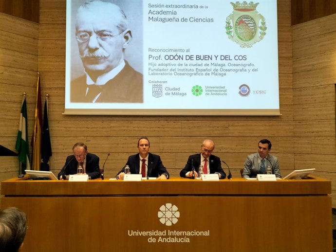 Acto académico en homenaje a Odón de Buen y del Cos (1863-1945)  fundador del Instituto Español de Oceanografía (IEO), del Laboratorio Oceanográfico de Málaga y académico de Honor de la Academia Malagueña de Ciencias (AMC).